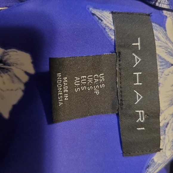 Tahari floral high low sleeveless maxi dress purplish blue polyester size S - Picture 12 of 13